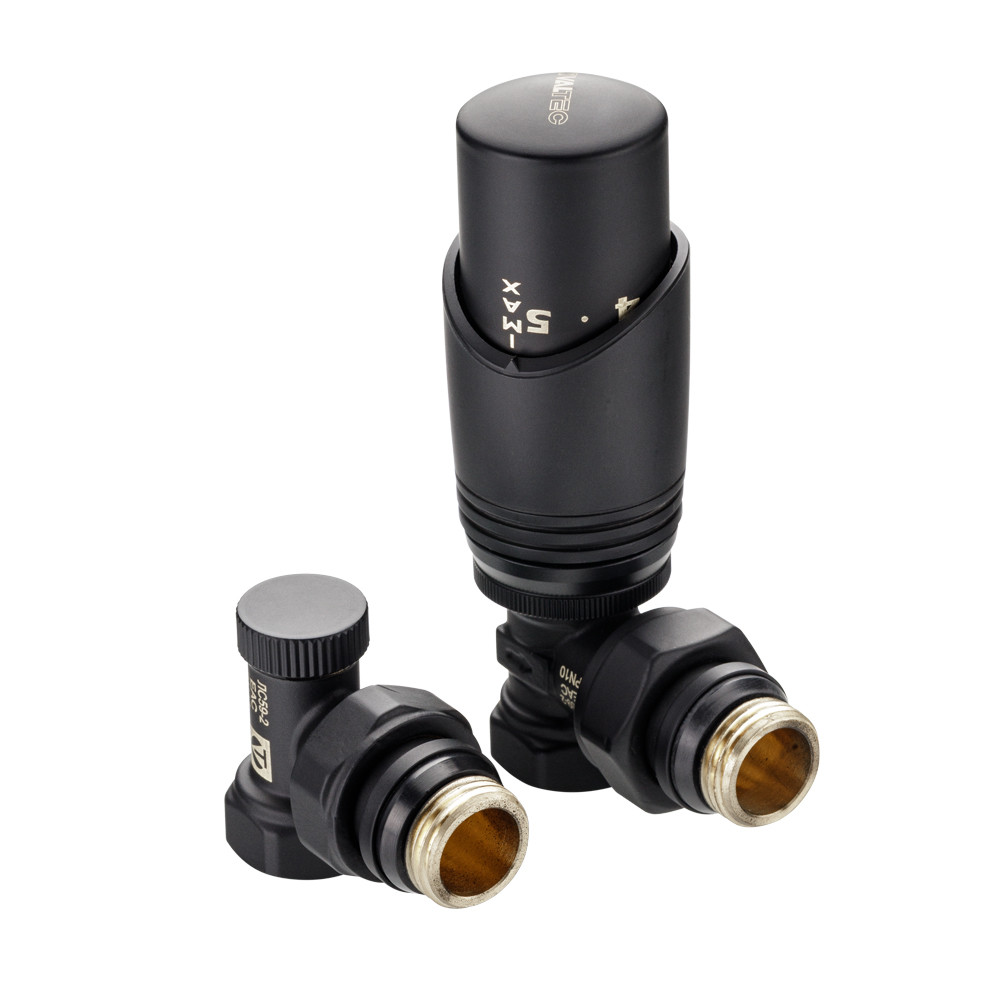 Комплект терморегулирующего оборудования для радиатора угловой, черный VT.045.BR