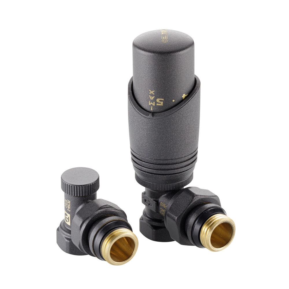 Комплект терморегулирующего оборудования для радиатора угловой, серый VT.045.GR