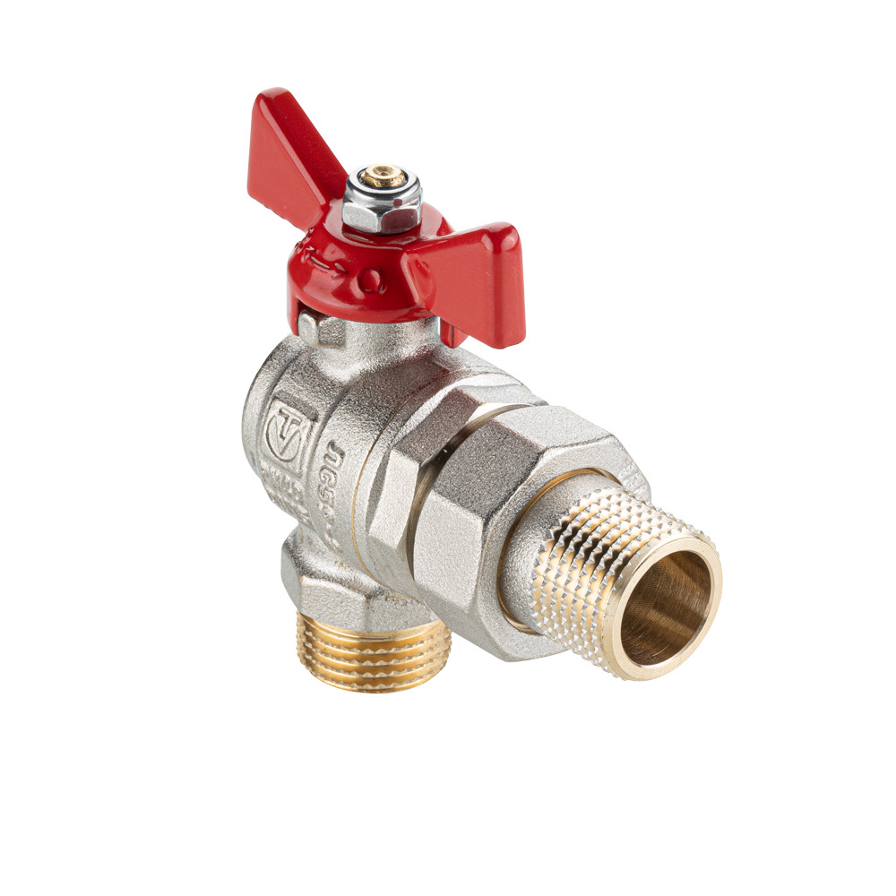 Кран шаровой «BASE-ГОСТ» угловой со сгоном, ручкой-бабочкой и наружной резьбой VT.229S.N