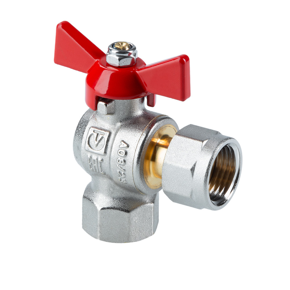 Кран шаровой угловой с накидной гайкой и внутренней резьбой VT.266.N