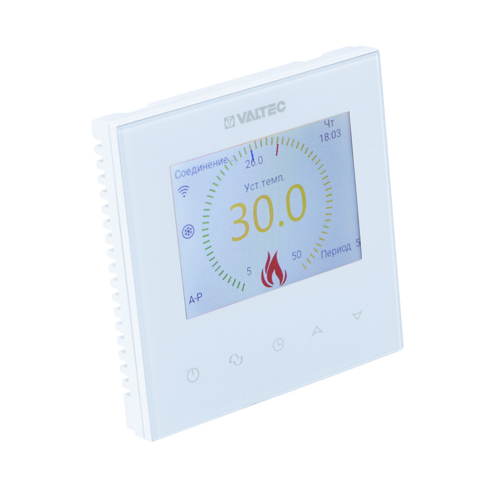 Комнатный WIFI-хронотермостат с цветным дисплеем, универсальный, белый VT.AC613.W