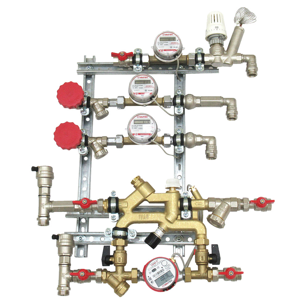 Квартирная станция для систем отопления и водоснабжения с рециркуляцией ГВС и перепускным клапаном VT.NM.GPR