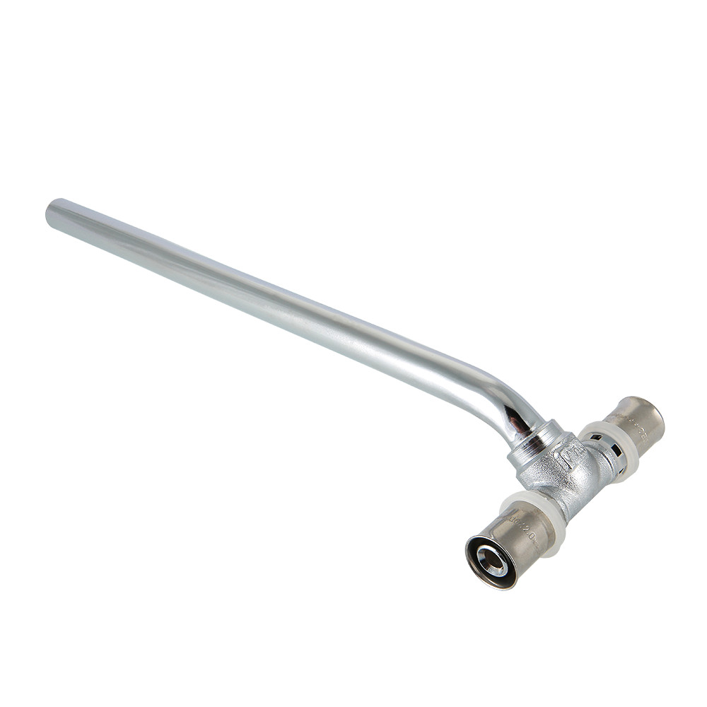 Пресс-фитинг – тройник с хромированной трубкой VTm.282.N