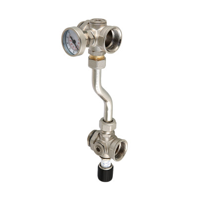 Байпас проходной с перепускным клапаном и термометром VT.0667T.0