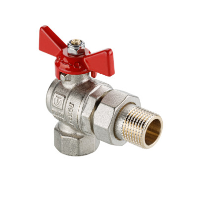 Кран шаровой «BASE-ГОСТ» угловой со сгоном, ручкой-бабочкой и внутренней–наружной резьбой VT.228S.N