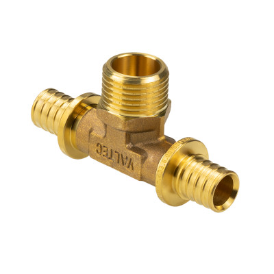 Фитинг аксиальный – тройник надвижной с переходом на наружную резьбу VTm.433.G